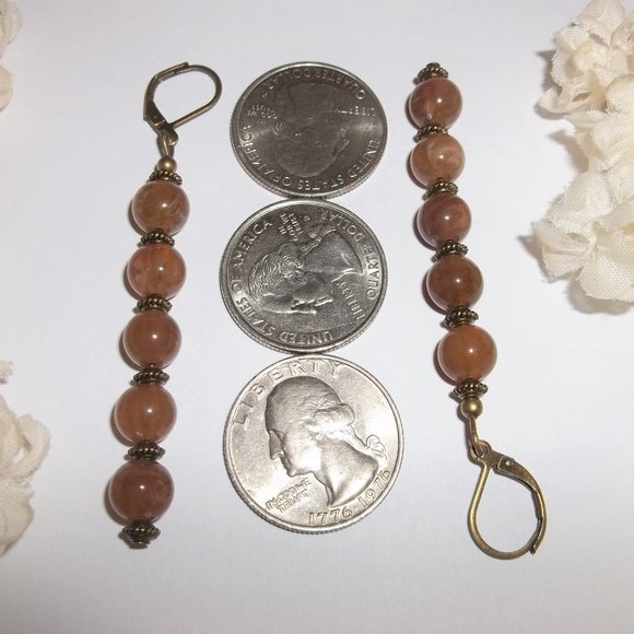 Long Boho Earring Brown & Bronze Handmade NWT 6429 - Picture 4 of 10